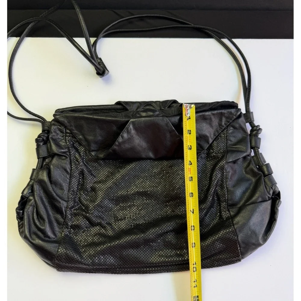 Whiting & Davis Black Mesh Metal Shoulder Bag Vintage 80s Leather L Hobo Slouchy